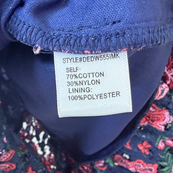 Dee Elly Navy & Pink Feminine Embroidered Lace Dress Size Small - Picture 11 of 14